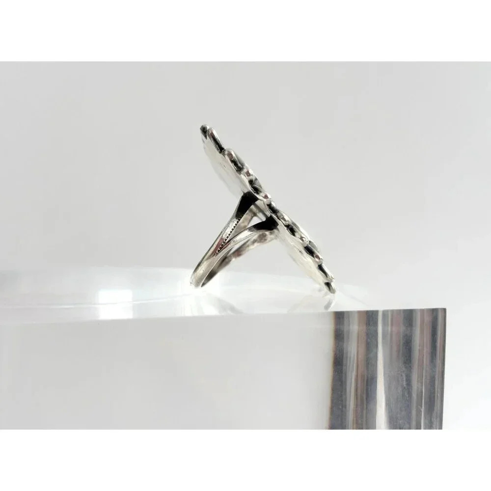 Southwest Style Mother of Pearl Vintage Freeform Wavy Vintage Ring - sz 7 - Picture 3 of 10